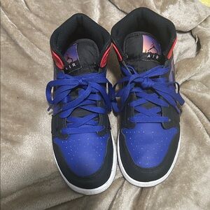 Nike Kids High-Top Sneakers - Blue, Black, and Red